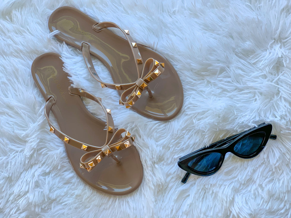 Bow on sale studded sandals